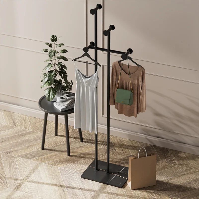 

Light Luxury and Simple Clothes Racks Bedroom Household Floor Hangers Italian High-end Coat Hangers Wrought Iron Clothing Rack