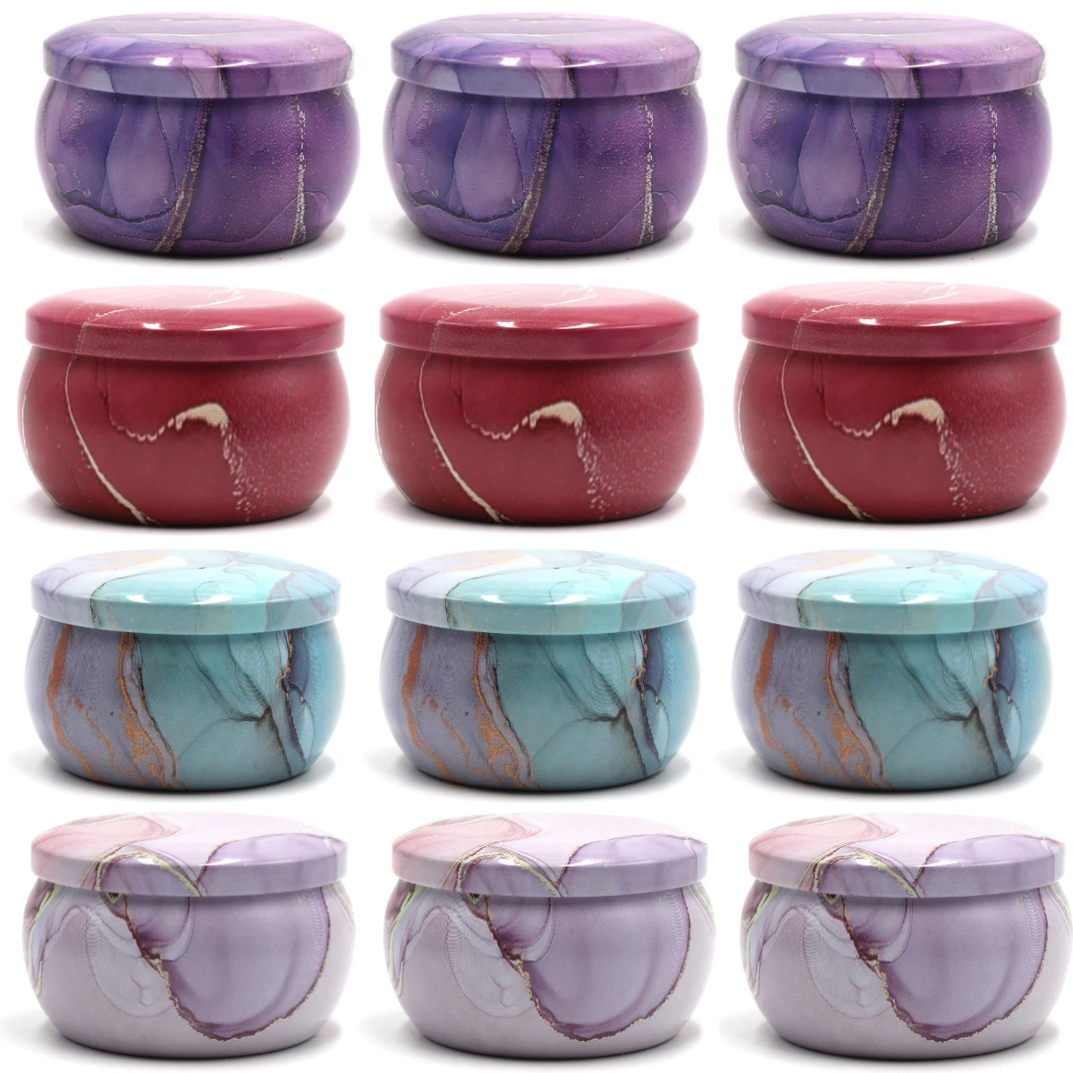 12pcs 4oz Empty Candle Tin Jars DIY Candle Making Kit Holder Storage Case For Dry Spices Sweets