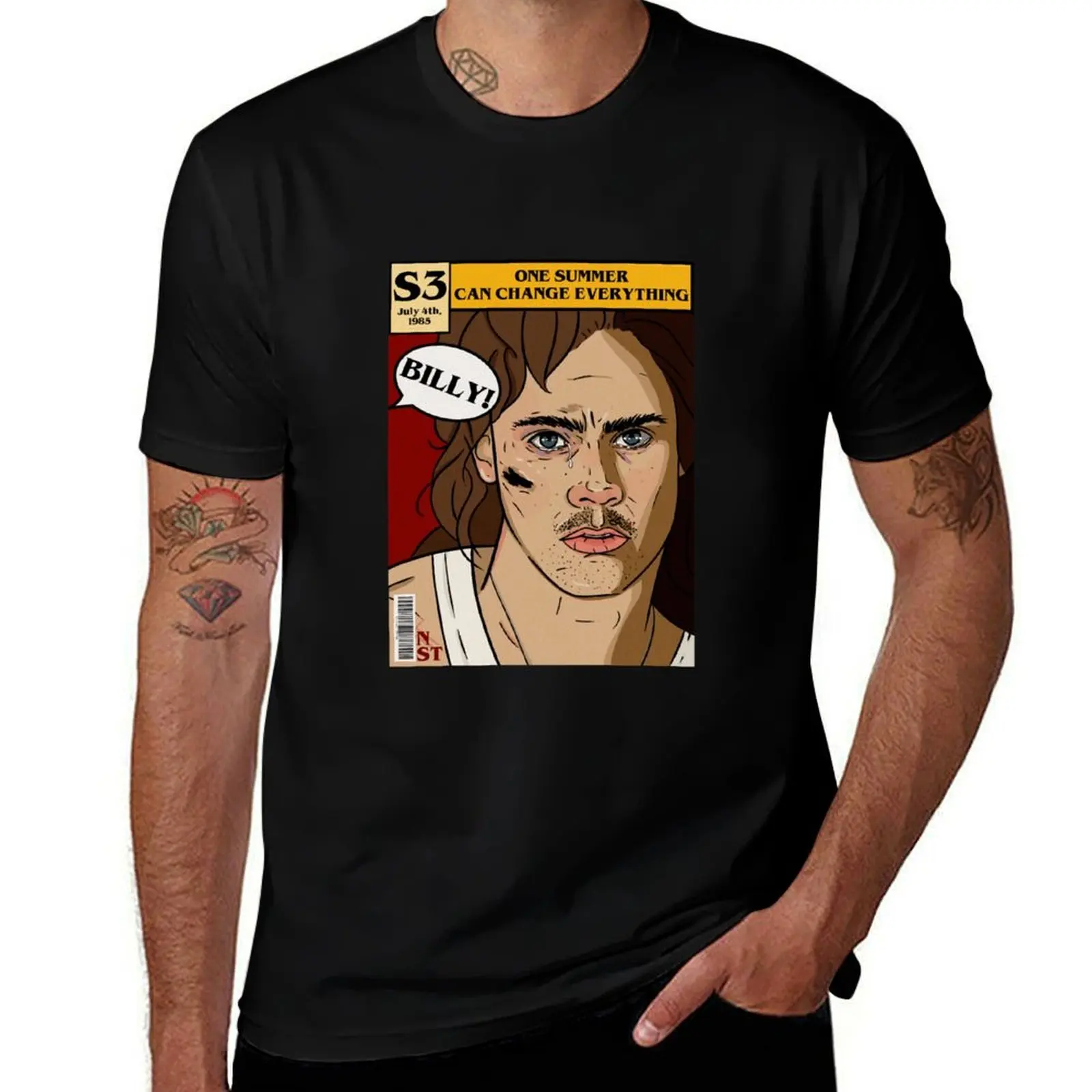 

Billy Hargrove Comic Cover T-Shirt kawaii clothes Short sleeve tee anime stuff men tshirt