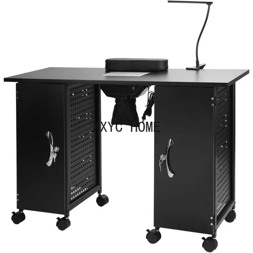 Manicure Table Nail Desk w/Electric Downdraft Vent,Iron Frame Beauty Spa Salon Workstation 43.3x16.9x29.5 Inch (Pack of 1)
