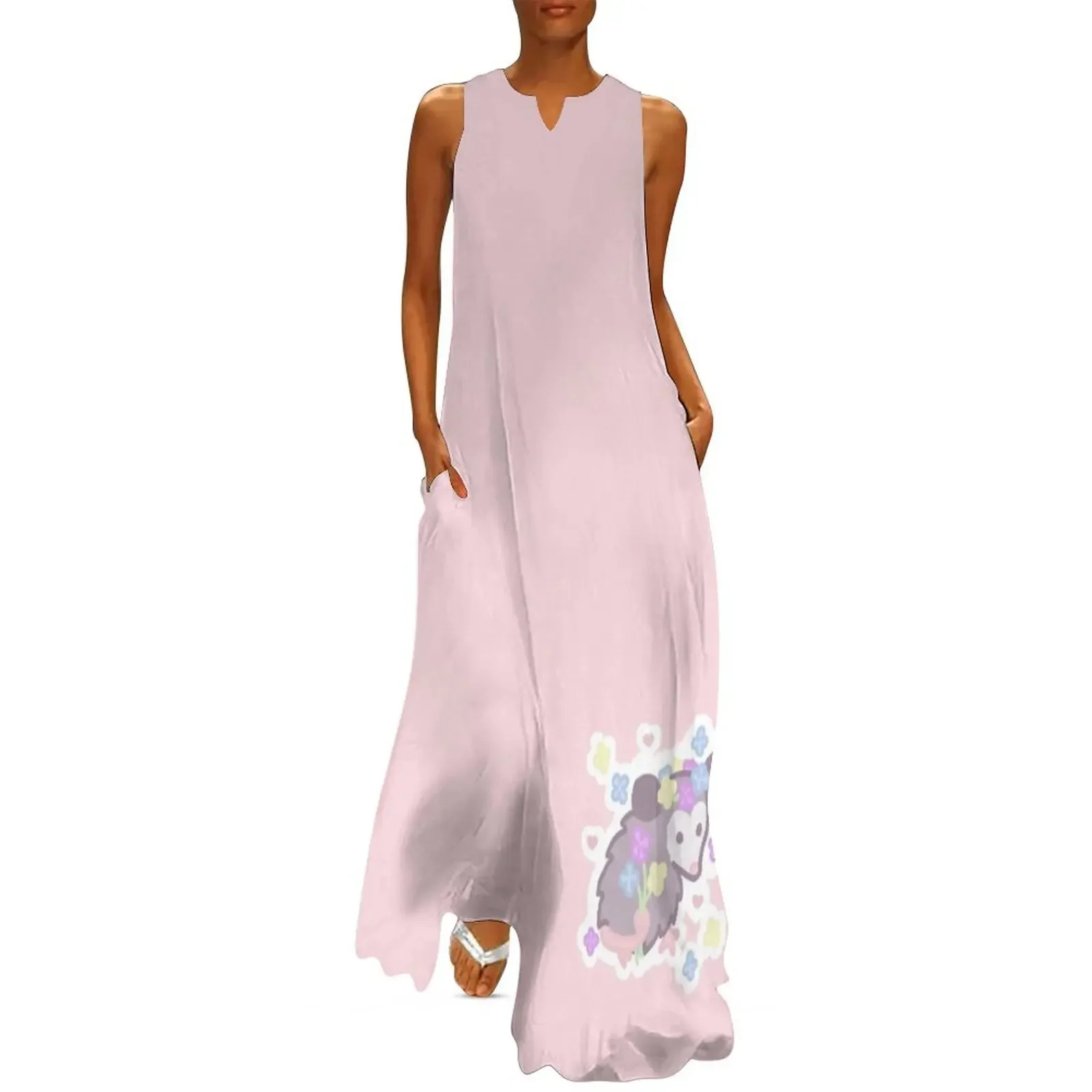 

pink opossum baby with flower crown and bouquet Long Dress dresses for woman dress for woman women's evening dresses 2025 Dress