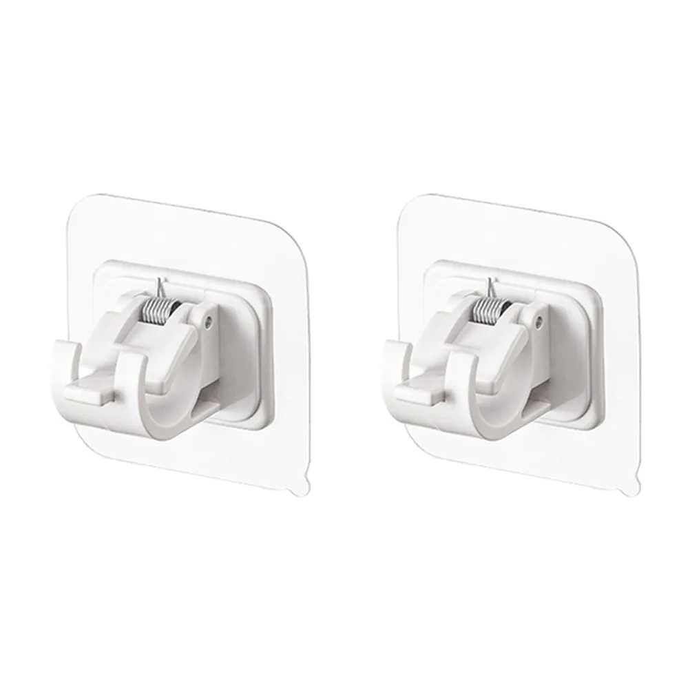 2Pcs Curtain Rod Hooks Heavy Duty Adhesive Rod Mount Retainer No Drill Curtain Pole Holder for Shower Rods Bracket Drapery Hook
