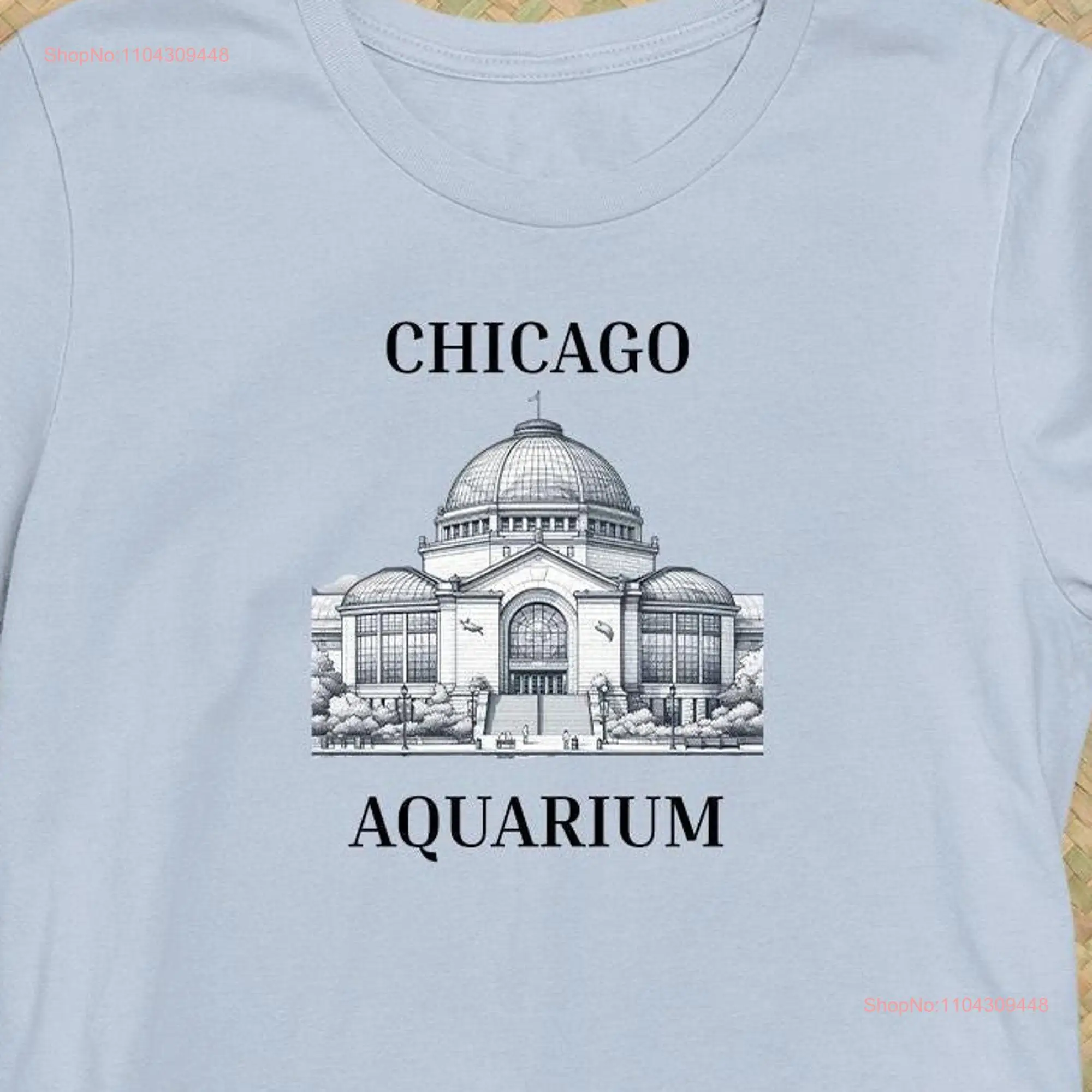 تي شيرت Chicago Aquarium Best Sea Animals Building ذو الجذب السياحي بأكمام طويلة أو قصيرة