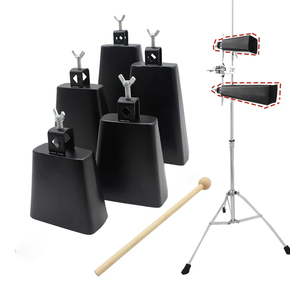 Campanaccio da 4/5/6/7/8 pollici con mazze di legno Campana da jazz in acciaio metallico Campana per bestiame Parti e accessori per strumenti a percussione