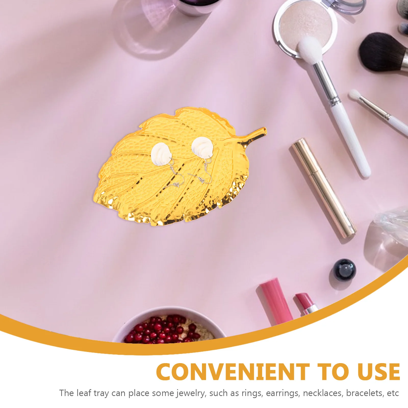 

Leaf Shaped Jewelry Dish Aluminum Alloy Trinket Tray Desktop Jewelry Organizer Ring Holder Vanity Storage Plate