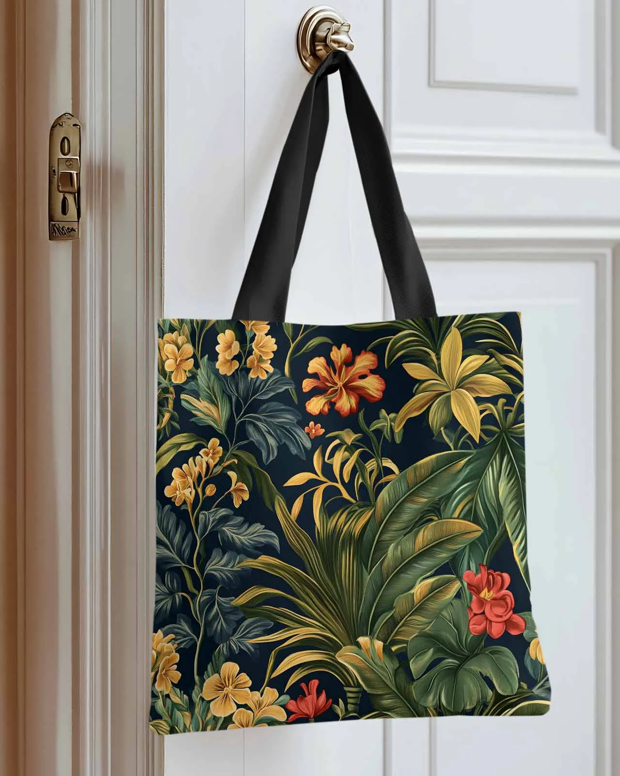 

Vintage Rainforest Tropical Plants Canvas Bag Handbag Oxford Cloth Eco Shopping Storage Bag for Home Use