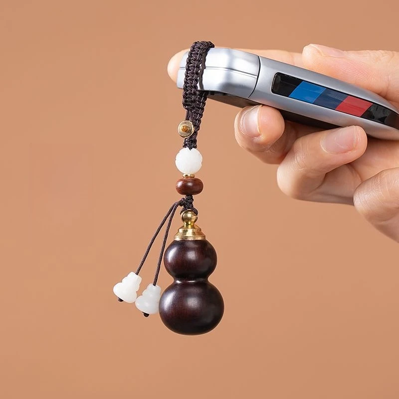 Decoration Chinese Cinnabar Gourd Key Chain For Bags Mobile Phones Fashion Unisex Pendant Gift