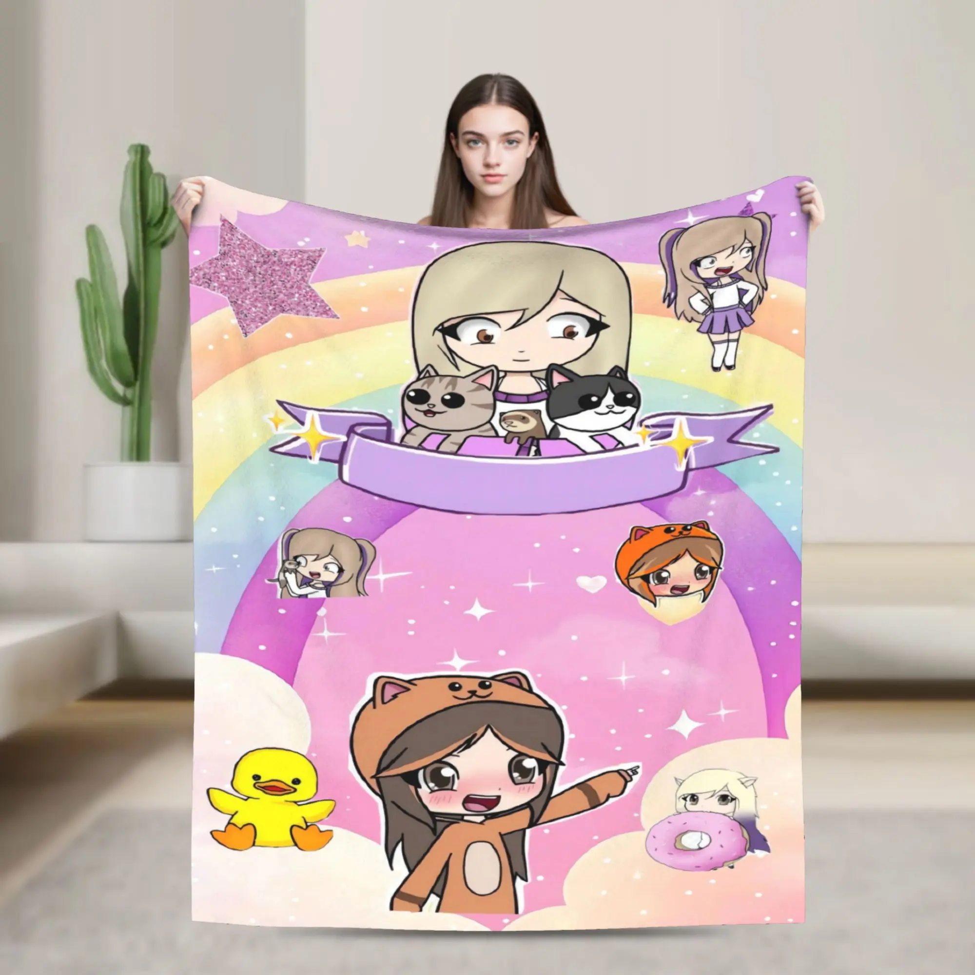 Dreamy Pastel Cartoon Lyna Vallejos Blankets  Super Soft Plush Bedding Throws For Child Outdoor Flannel Bedspread Bed Cover
