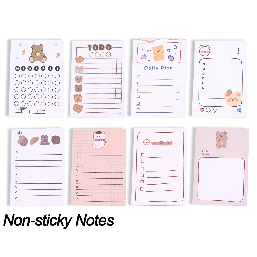 4Pack Cute Sticky Notes Kawaii Memo Pad Post Notepad To Do List Daily Planner Index Tab Check Stationery Journal School Bookmark