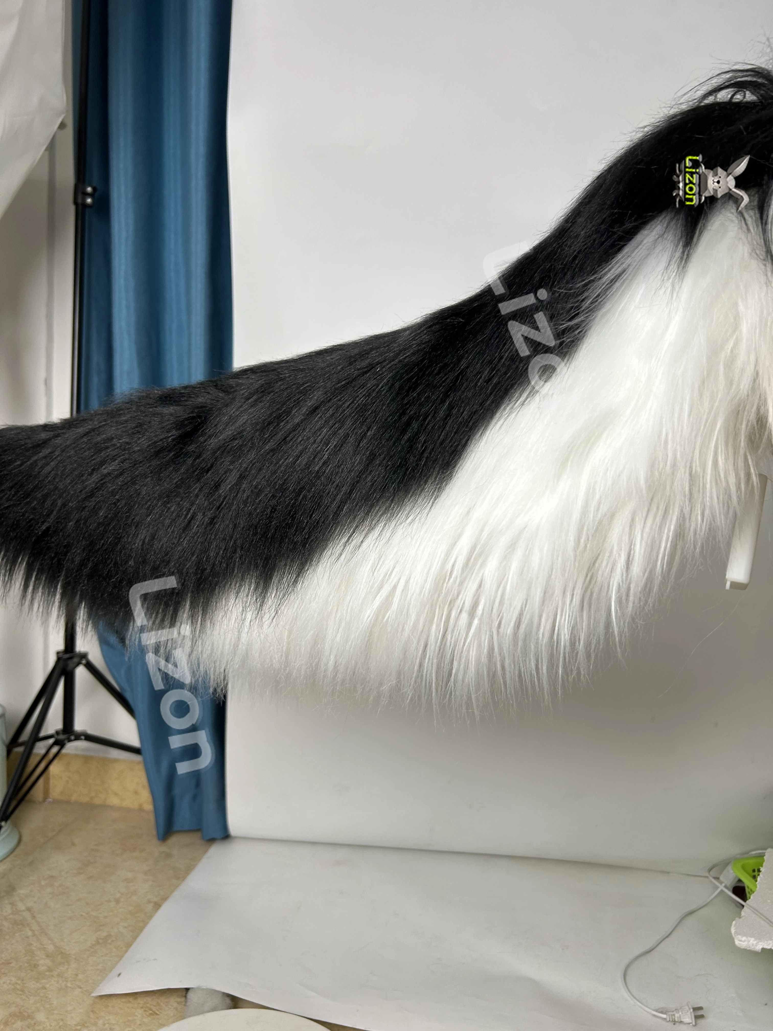 Loona Cosplay Fox Tail Balck and White Big Furry