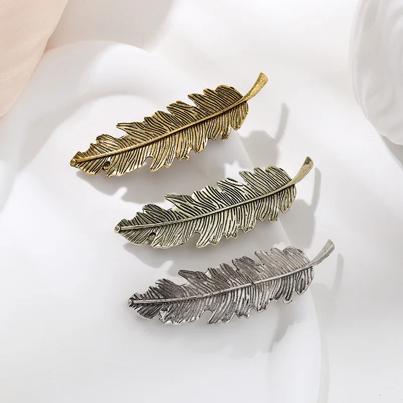 Europrean American Style Female Hair Accessories Retro Exaggerated Feather Hairpin Spring Clip Sweet Girl Hair Ornament