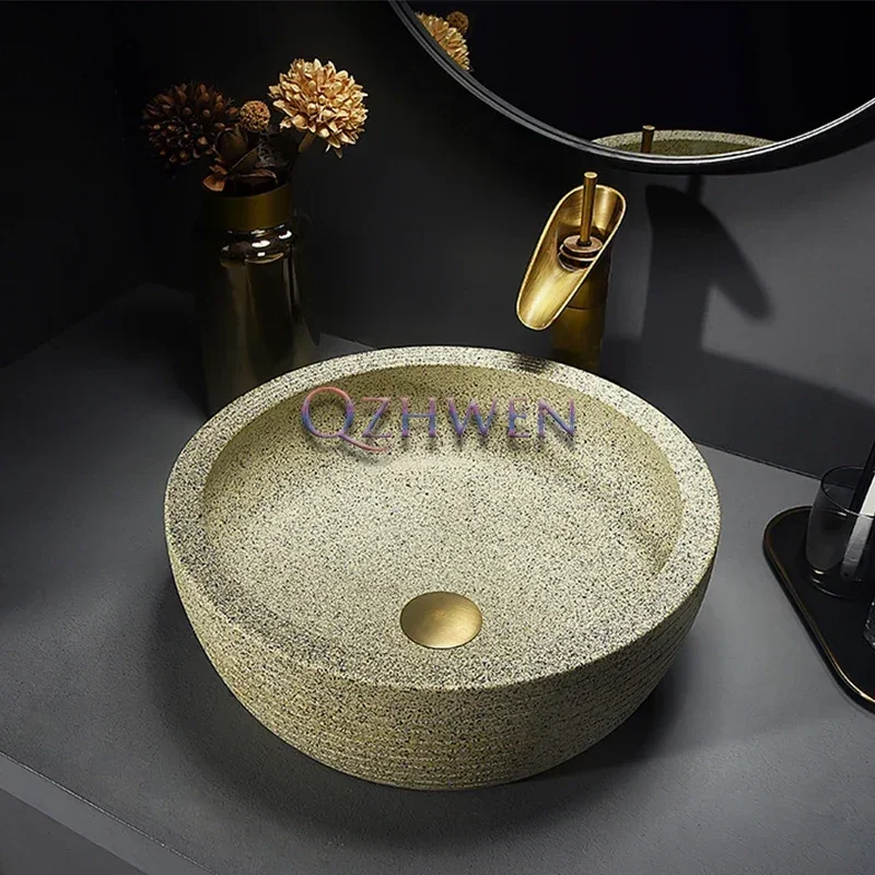 Mini ark rond en céramique avec robinet, évier rétro, amélioration de l'habitat, seau de salle de bain, bassin d'art avec robinet, 256 pièces