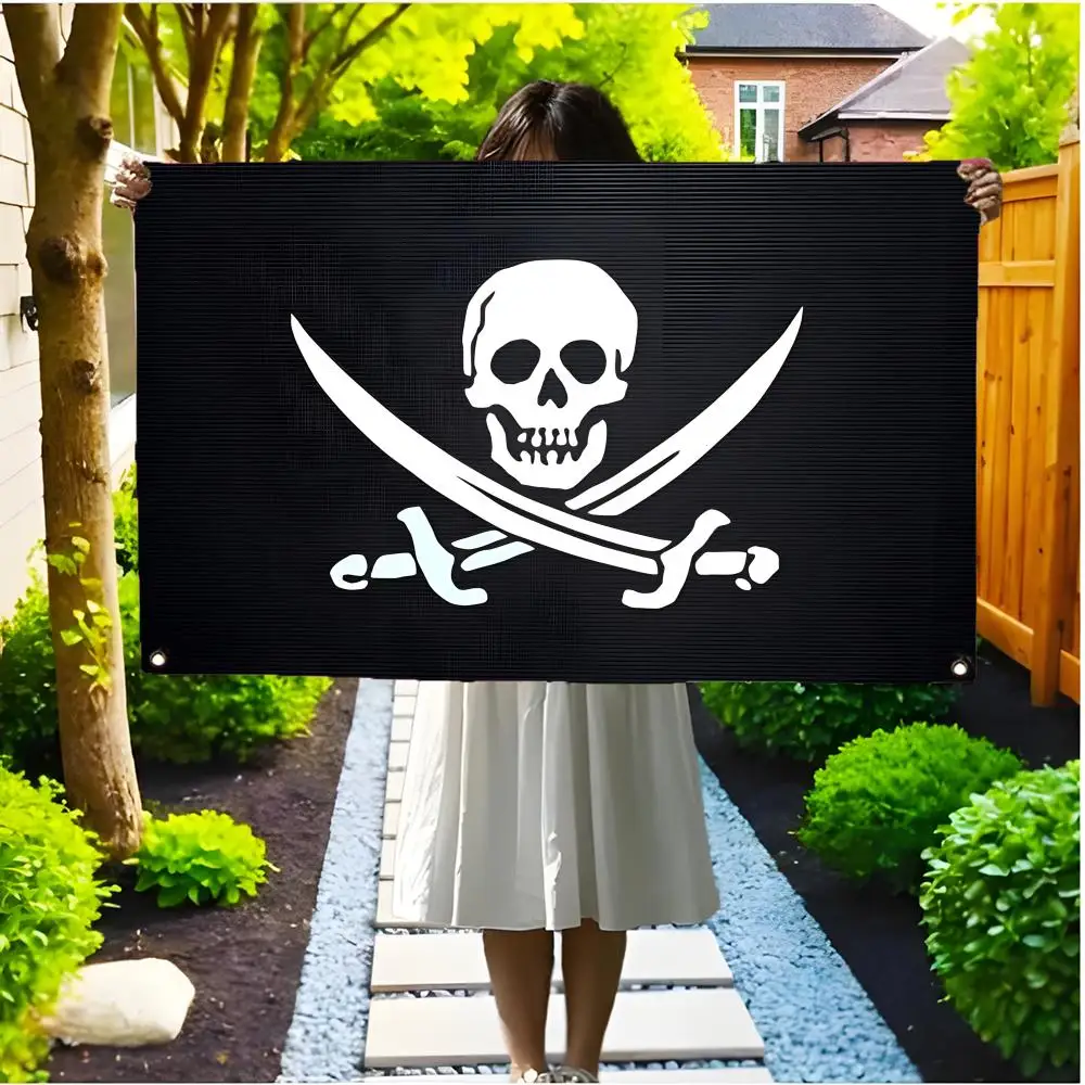 Calico Jack jolly roger Flags Borderless four-ring ornament indoor outdoor decoration effortless to hang