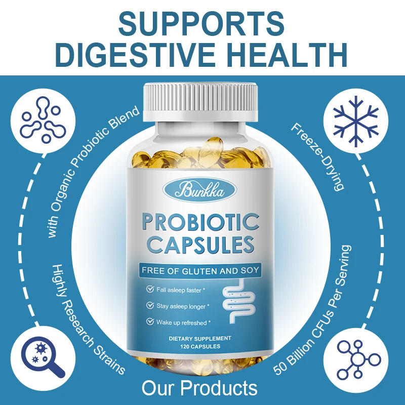 BUNKKA Probiotics Capsules Magnesium Stearate Skin Radiance Beauty&Health Nutrition Diet Supplement Gut Immune Sleep Quality
