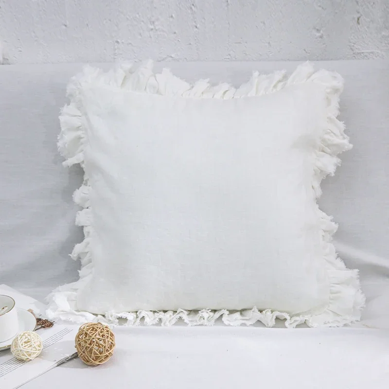 Wabi-Sabi Shams Shabby Chic Pillowcases, Ruffled Pillow Cases, Farmhouse Ruffle Country, Elegant 100% Linen, Vintage Decorative