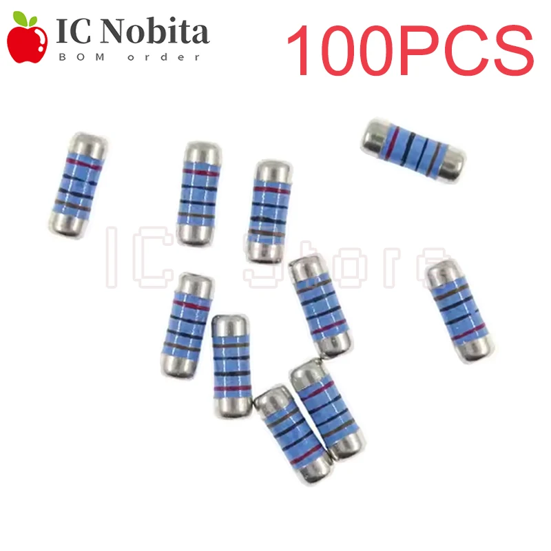 100PCS SMD MELF Resistor 0204 0207 1 2 1.5 4.7 10 15 47 100 330 220 Ohm 4.7K 10K 22K 100K 150K 220K 820K Cylindrical Resistance