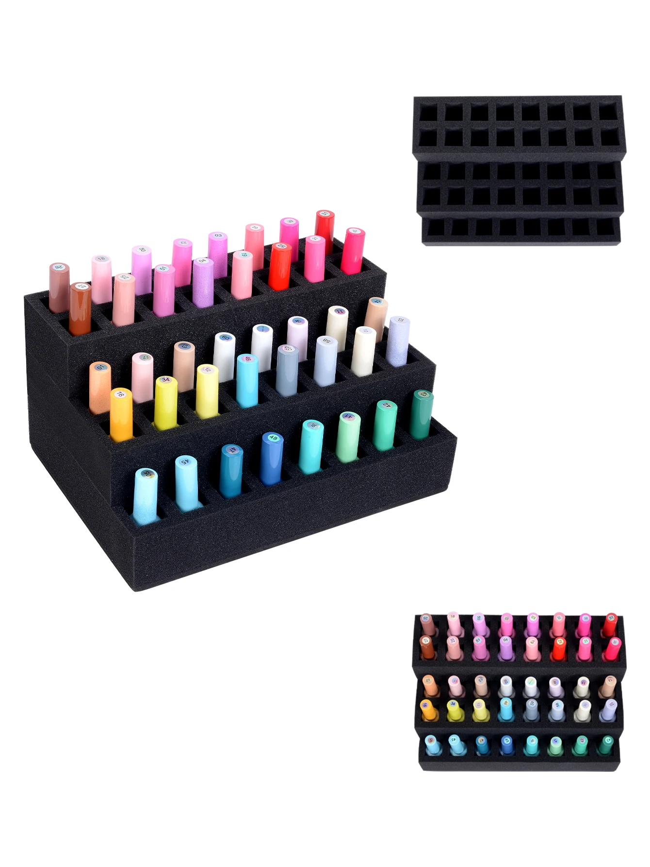 Three-Tier Nail Polish Organizer Rack Tabletop Display for Nail Polish Tattoo Ink Essential Oils Clear Storage Unit