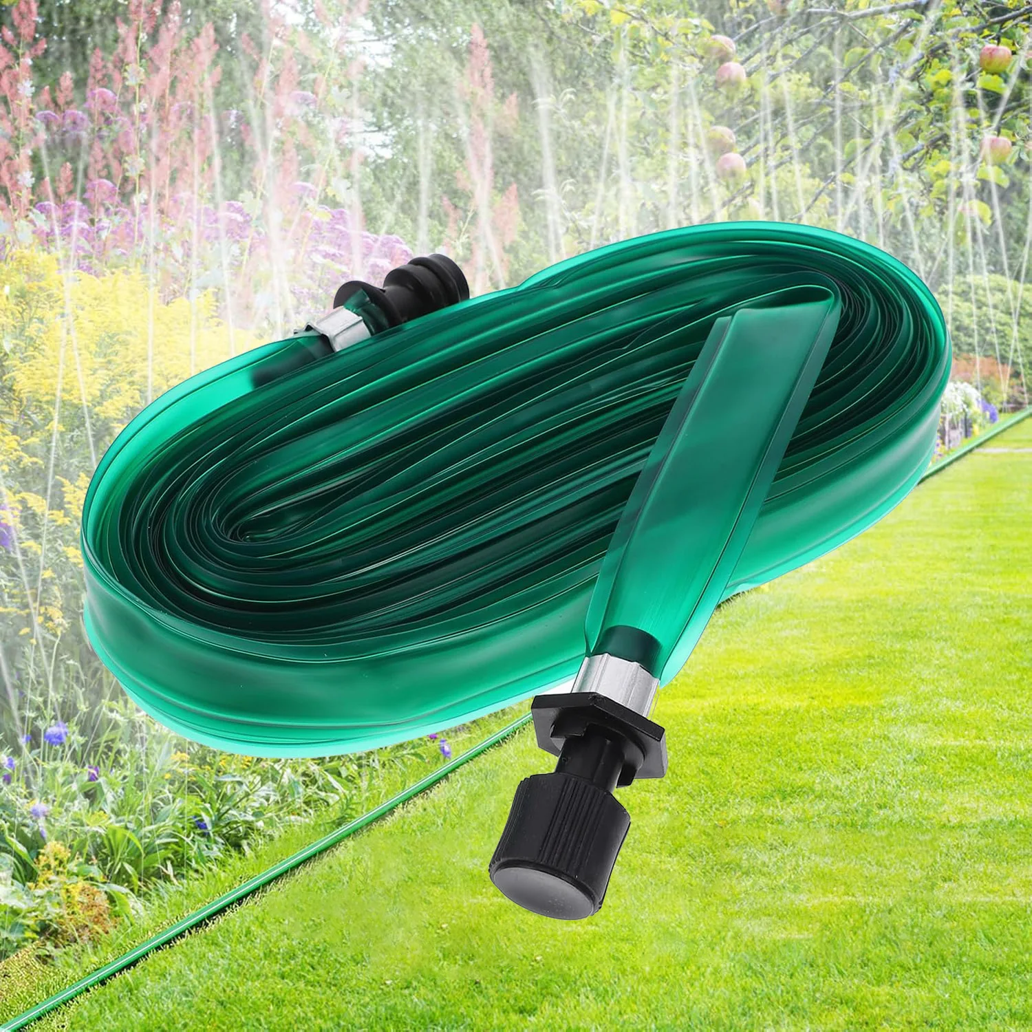 1PCS Multi-Directional Sprinkler Soaker Hose Durable Flat Water Saving Irrigation Tubing for Garden Lawn Plant Watering