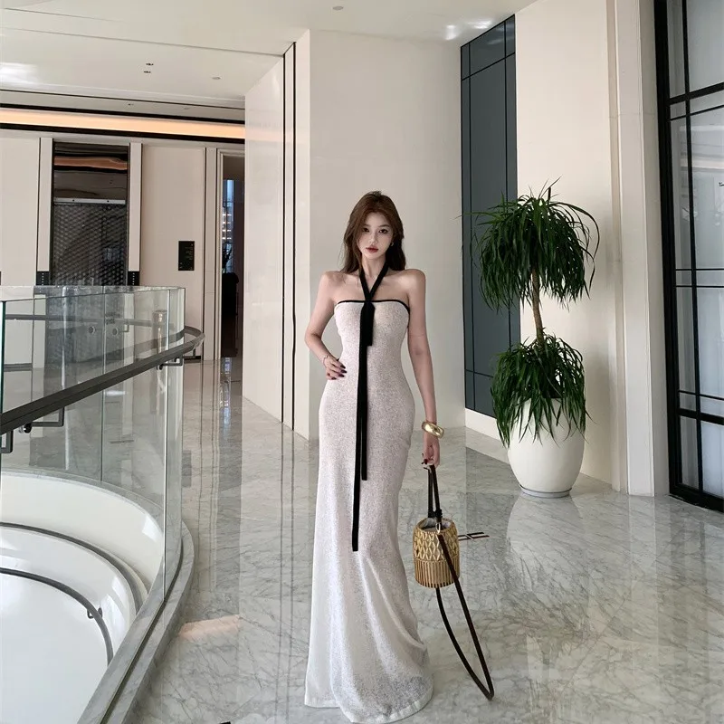 Dresses Sleeveless Womens Dress Red Elegant Spring Silk Sheer Perspective Transparent Ditsy Layered Picnic Lightweight Flowing