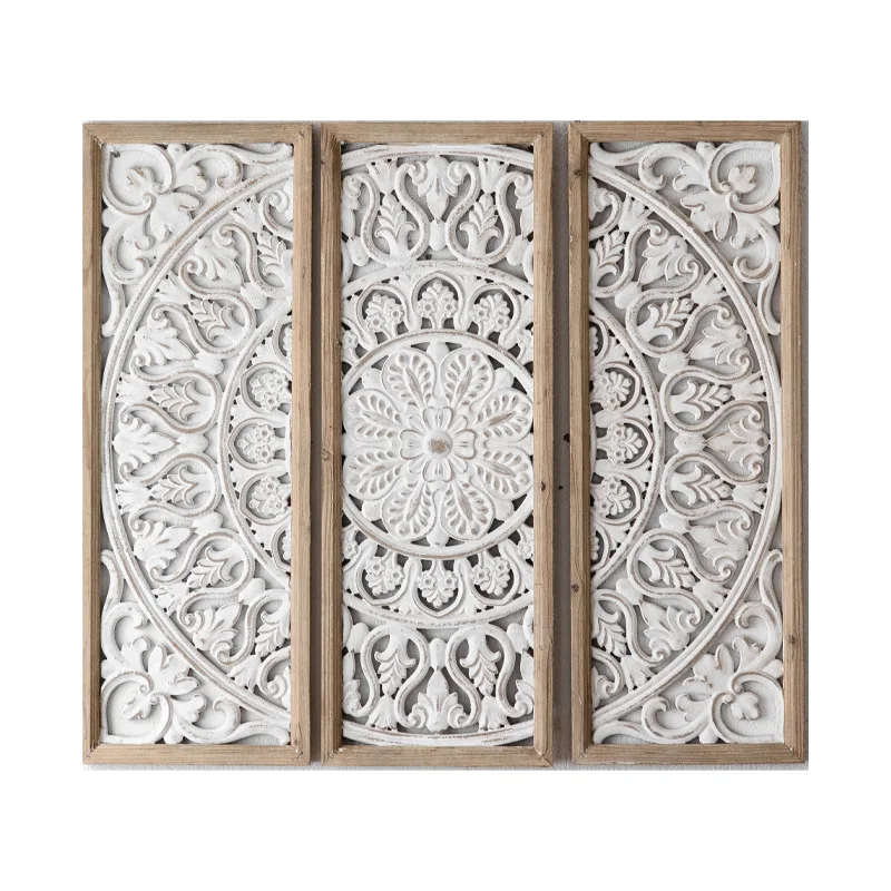 American country hollow carved wall jewelry porch decorative pendant sofa background wall Christmas retro mural