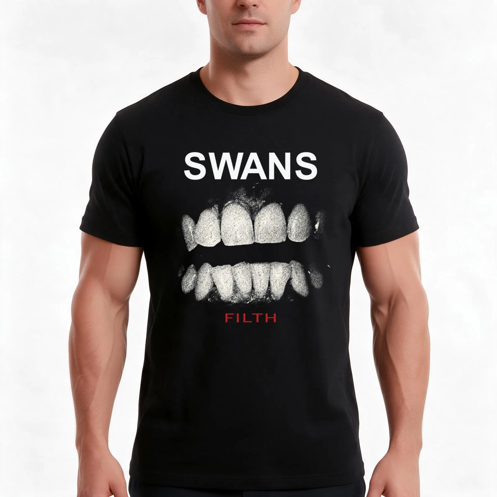 swans band filth T-Shirt, Summer Casual Cotton Tee, Oversized Streetwear Tops, Vintage Graphic Print, Loose Fit Short Sleeve