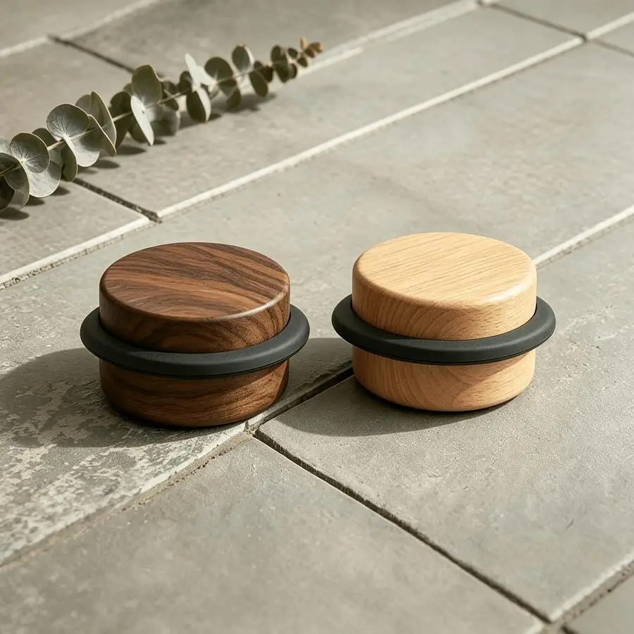 1/5/10/20/50/100pcs Anti-Door Impact Wall Blockers, Drill-Free Floor-Standing Door Stops, Solid Wood Self-Adhesive Non-Shifting