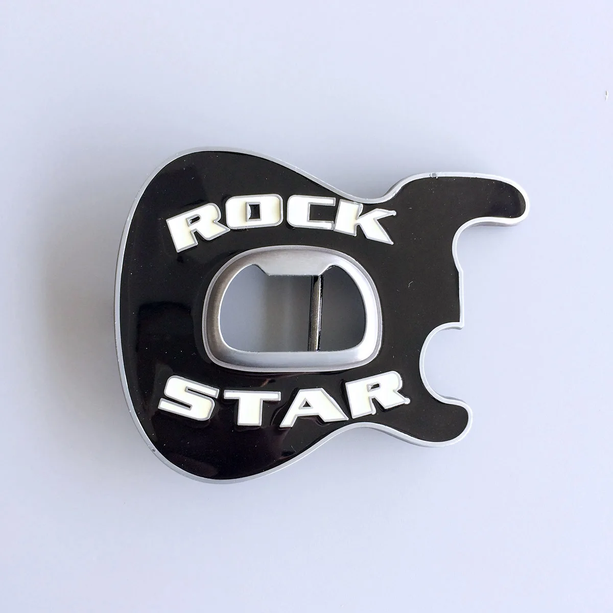 Vintage Enamel Rock Music Guitar Belt Buckle With Beer Bottle Opener BUCKLE-MU102