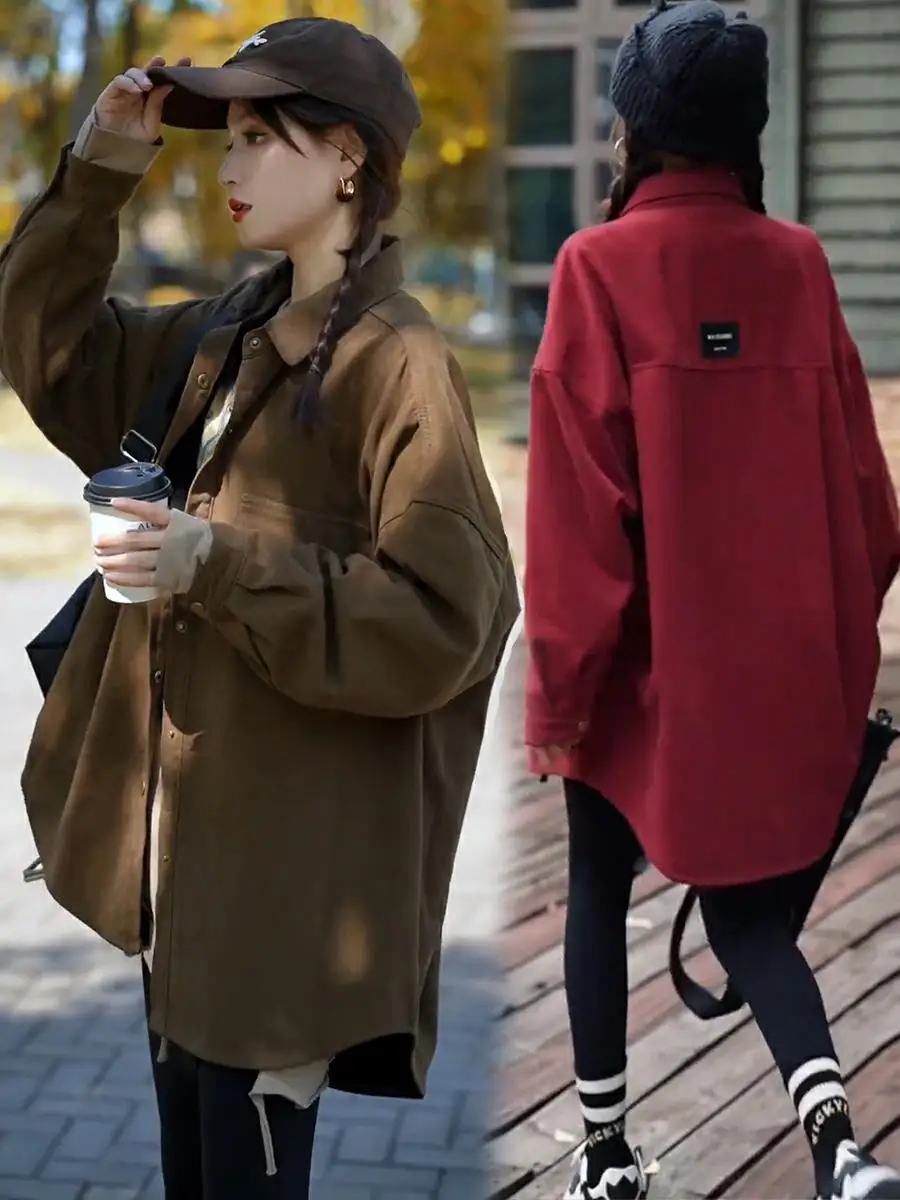 

Loose Women's Denim Shirt Jacket Autumn New Style Korean Version Casual Versatile Lazy Style Top Polyester Fiber Collar