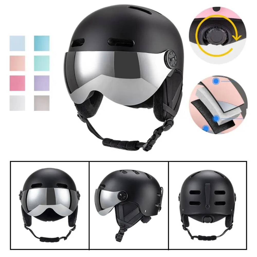 

Новый ветрозащитный лыжный шлем с очками из АБС-пластика, противоскользящий шлем для сноуборда, безопасный регулируемый лыжный шлем для улицы