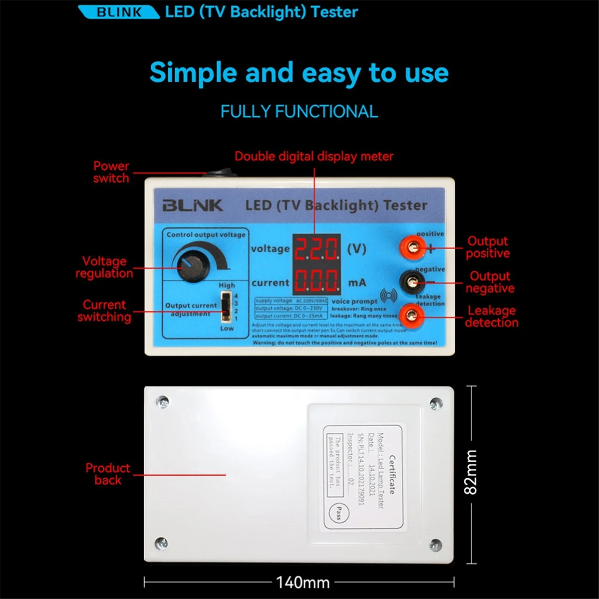 ABAN  TV Backlight Tester Meter 0-230V Output Multipurpose LED Lamp Strip Bead Test Measurement Inspection Tool EU Plug