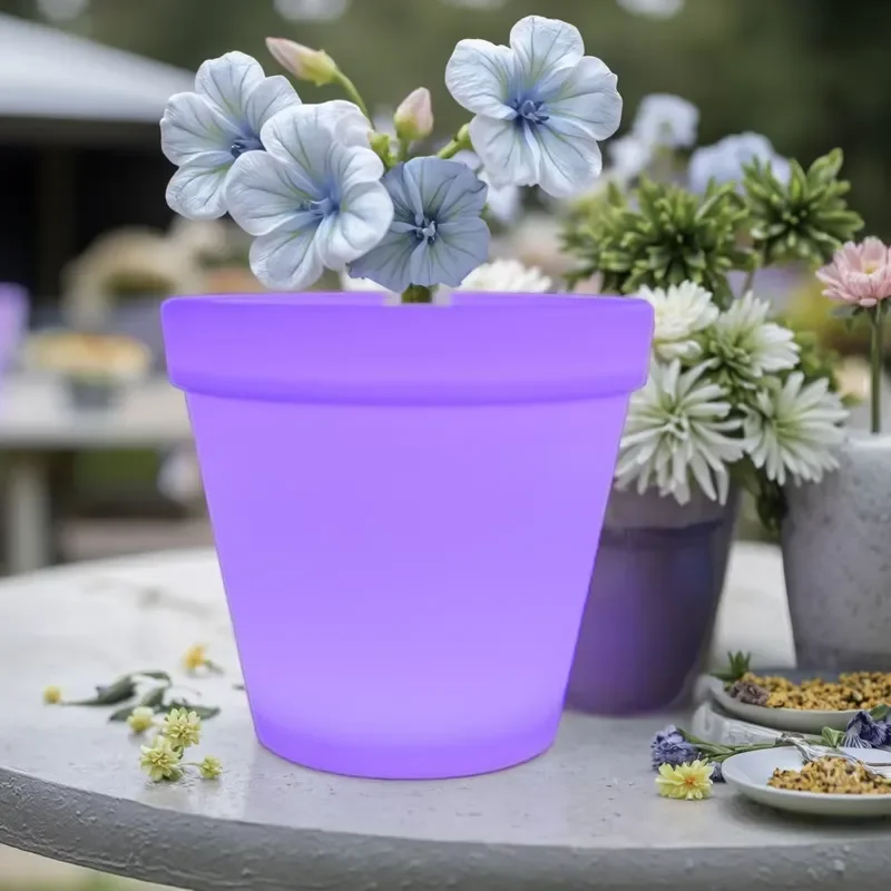 Waterproof Color Change Illuminate Outdoor Balcony Garden Solar Plastic Light up Led Flower Pot