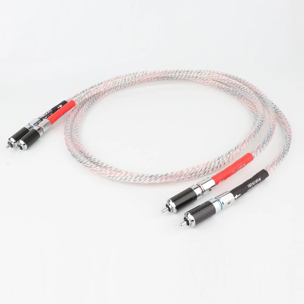 High Quality Nordost Valhalla 7N Silver Plated Audio RCA Interconnect Cable With Carbon Fiber Rhodium plating RCA Plug Connector