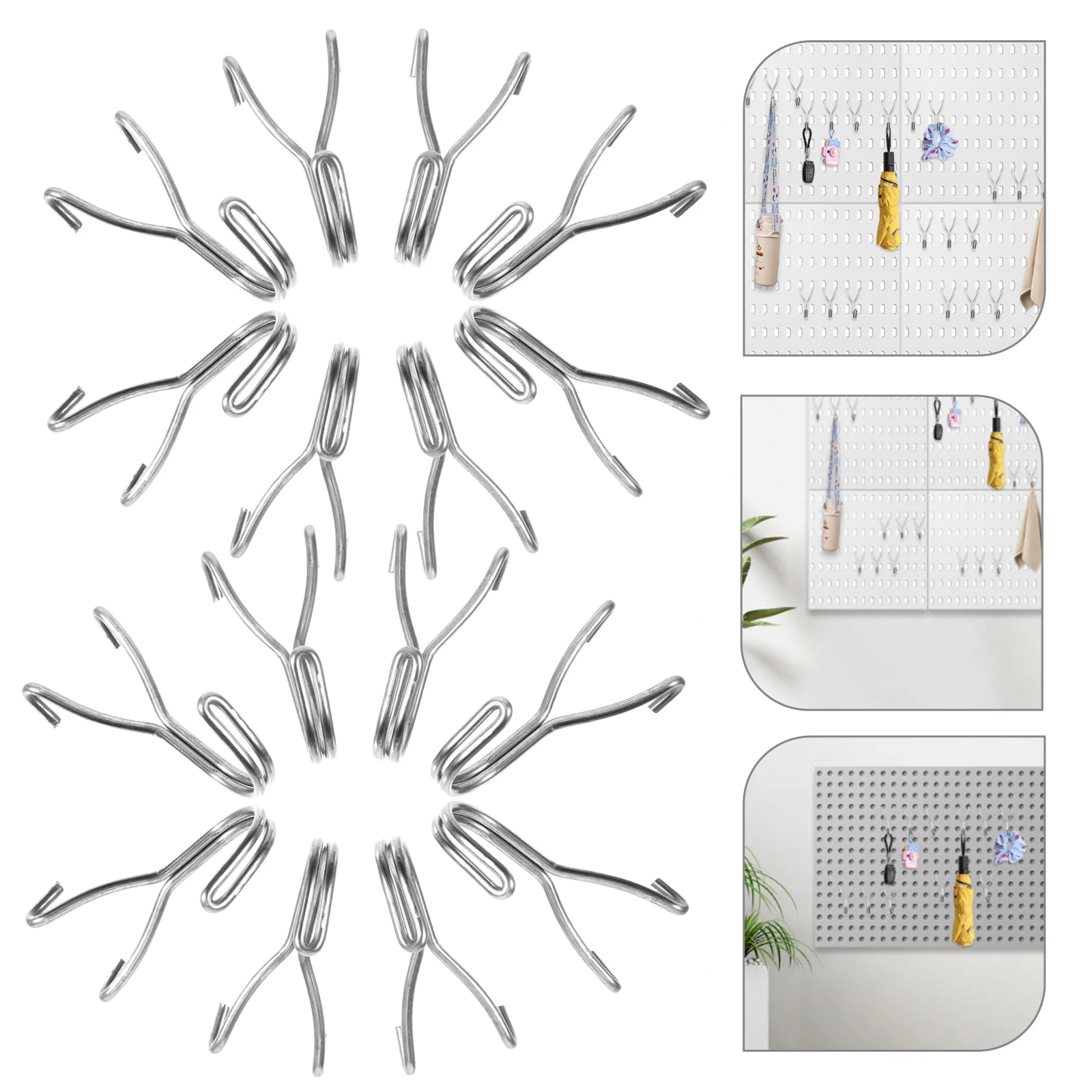 20 Pcs Peg Board Hook Sturdy Hooks for Hanging Stainless Steel Beginner-friendly Metal Walls 304