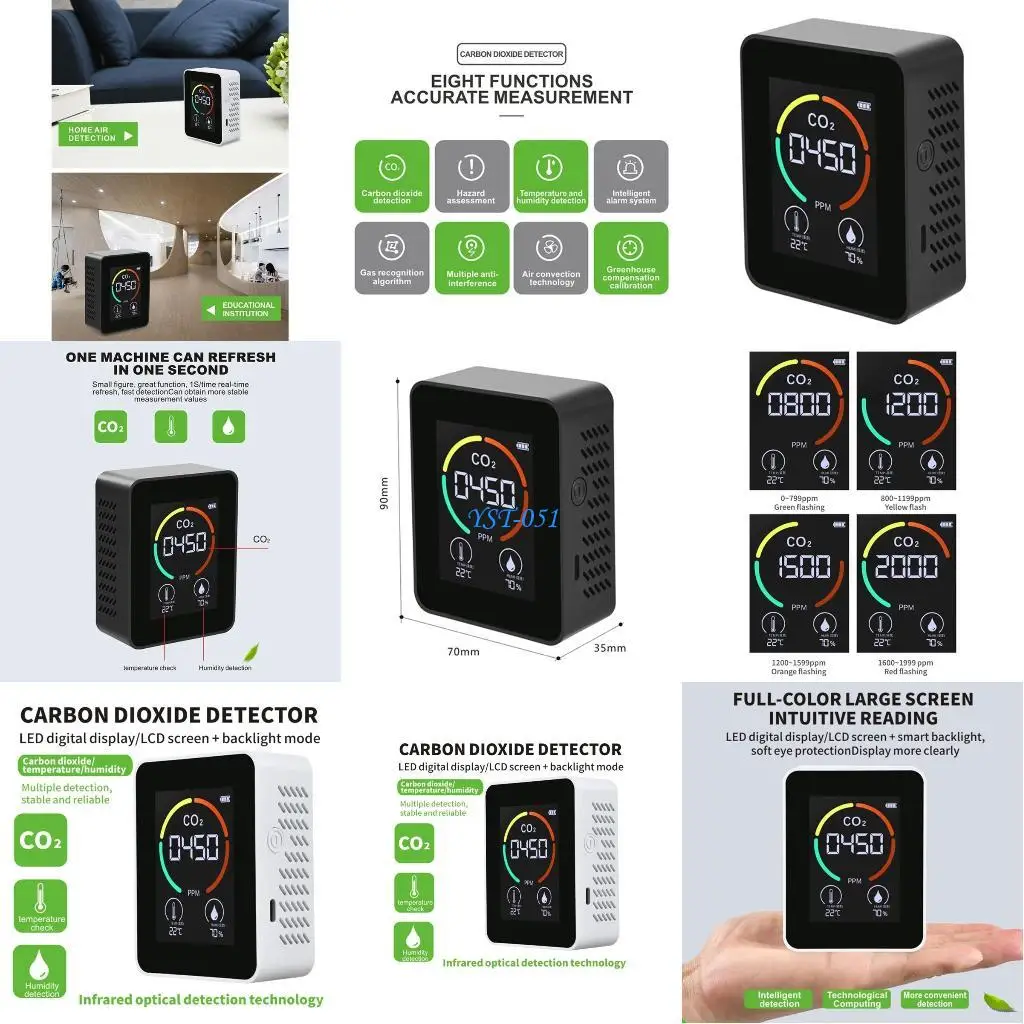 

E15A CO2 Monitor High Accuracy Optical Detection Technology Air Tester Agriculture Planting Greenhouse Warehouse