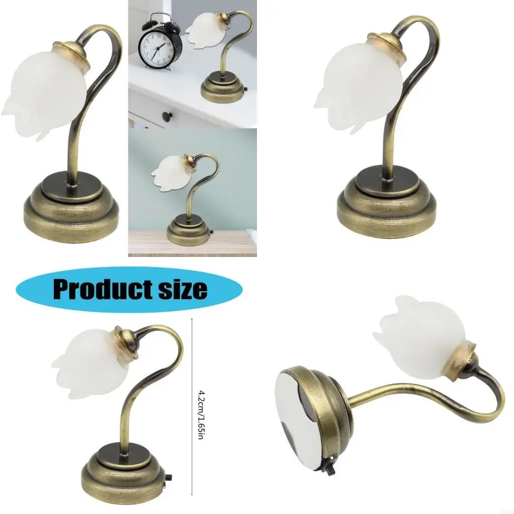 

Realistic Miniature Flower Shade Desk Lamp for Dollhouses Enthusiast Collector