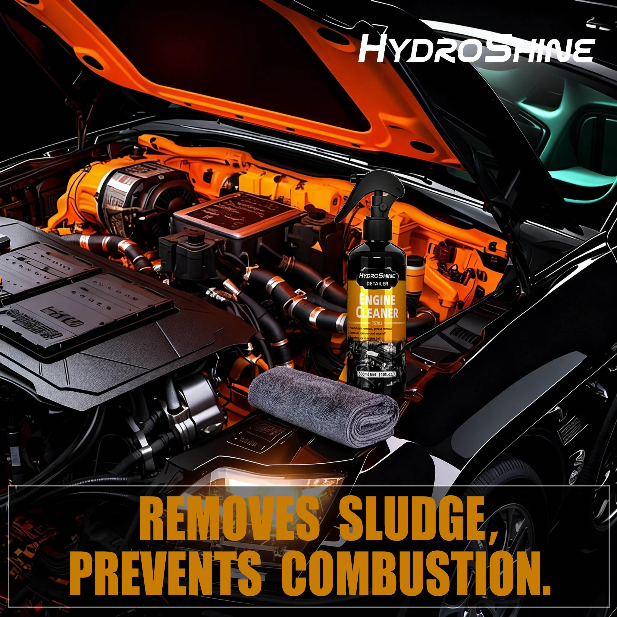 Hydroshine Engine Bay Cleaner Care Powerful Decontamination for Car Engine Compartment Cleaning Tool Heavy Oil Dust Clean Spray