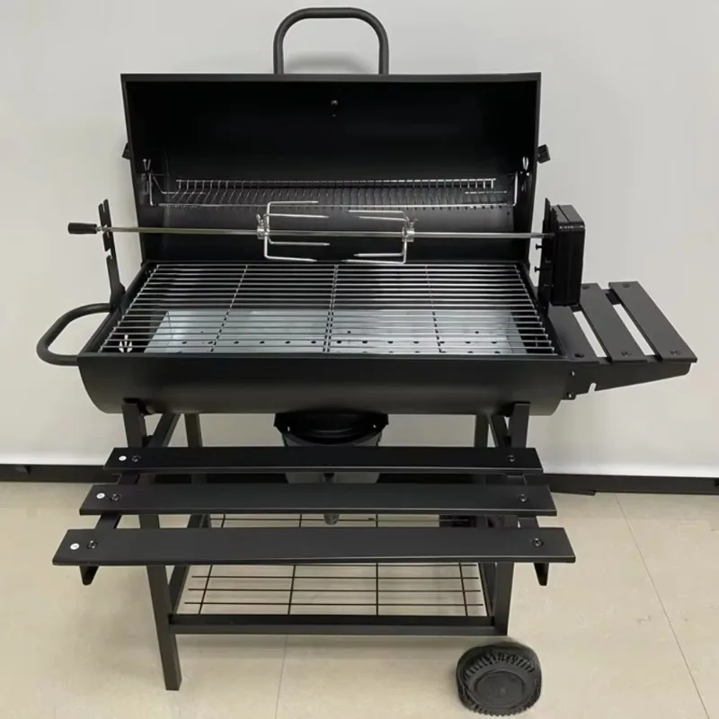 Automatic Rotating Steel Frame Charcoal Barbecue Grill, Suitable for Outdoor Camping, Hiking, and Gatherings