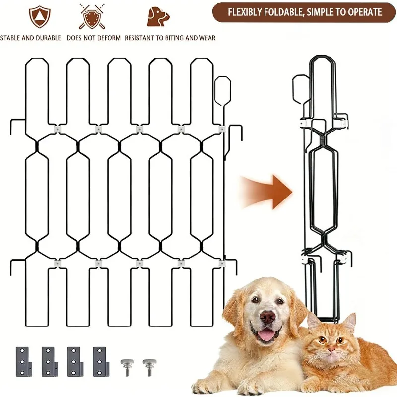 Metal Retractable Pet Gate Indoor Outdoor Safety Barrier for Cats Dogs Stairways Doorways Home Isolation Fence