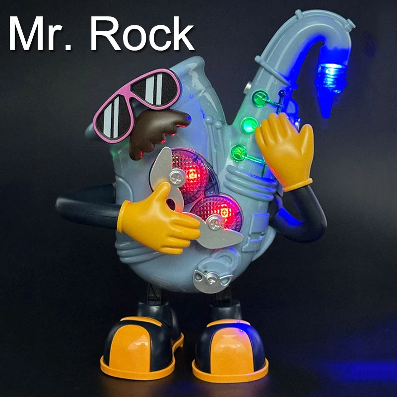 Electric Dancing Mr. Rock Lights Music Saxophone Doll Children Educational Electric Music Toys for Children Christmas Gifts Toys