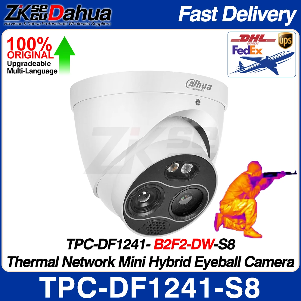 Dahua TPC-DF1241-S8 TPC-DF1241-B2F2-DW-S8 Thermal Camera 256*192 2mm Network Mini Hybrid Eyeball PoE IP Camera 4MP 2mm Alarm