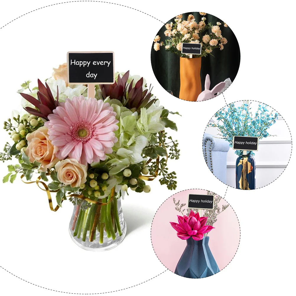 

20Pcs Wooden Mini Message Board Blackboard Toppers Chalkboard Signs Plant Labels Reusable Blackboard Topper