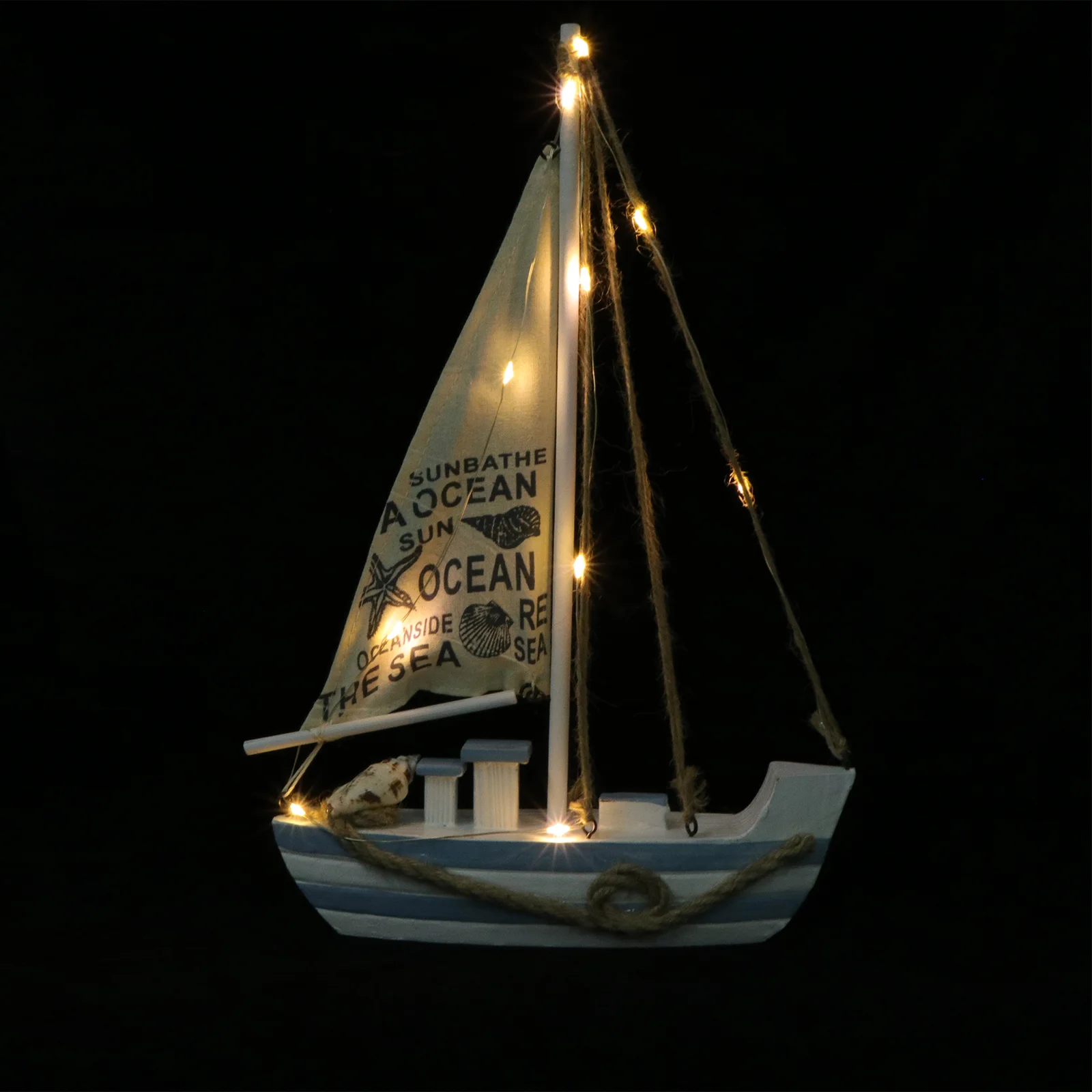 Wood Sailboat Model Ornament Ocean Decorations Water Table Toy Bookshelf Tabletop Wooden Office Seaside