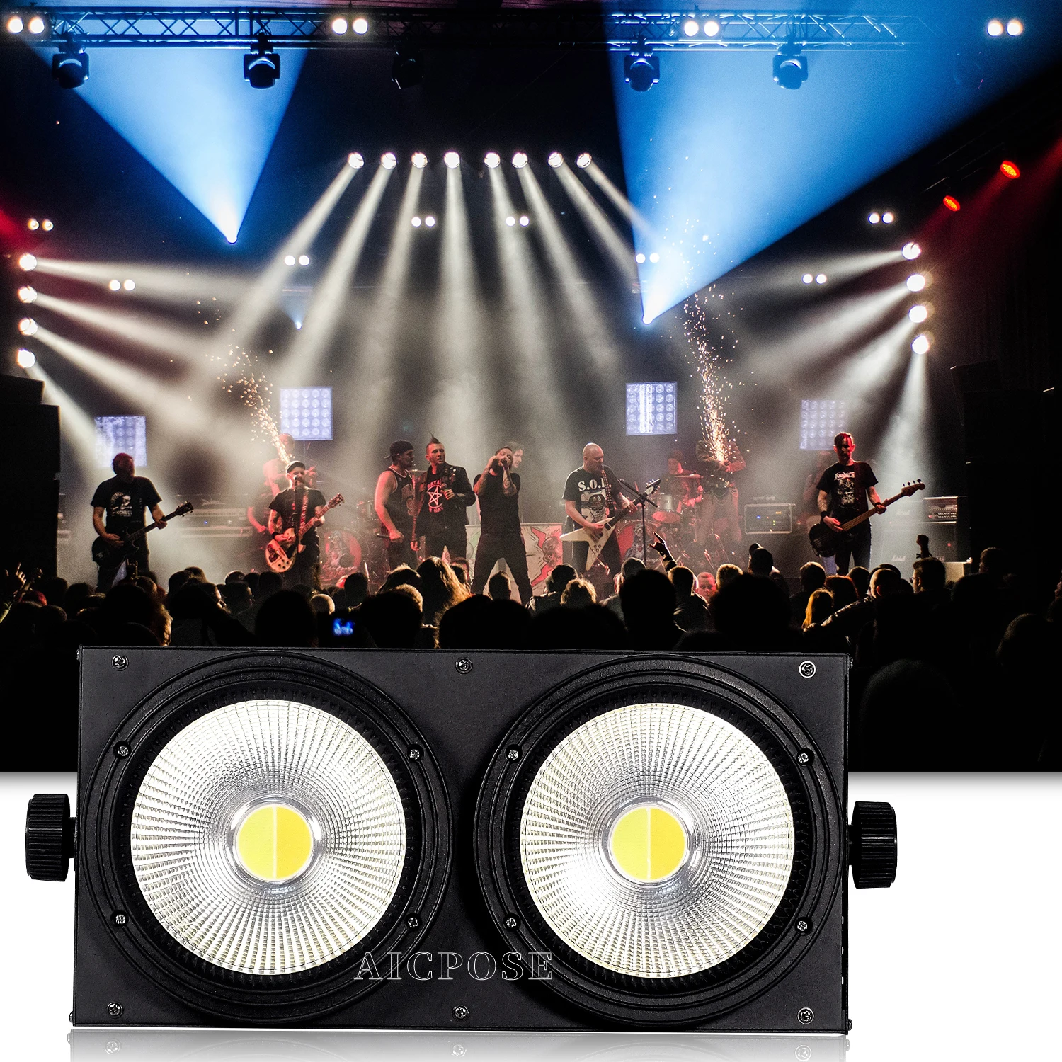 Imagem -04 - Cob Led Audience Light 2x100w 2in Cob Branco Frio Quente Blinder Control Opcional Individualmente