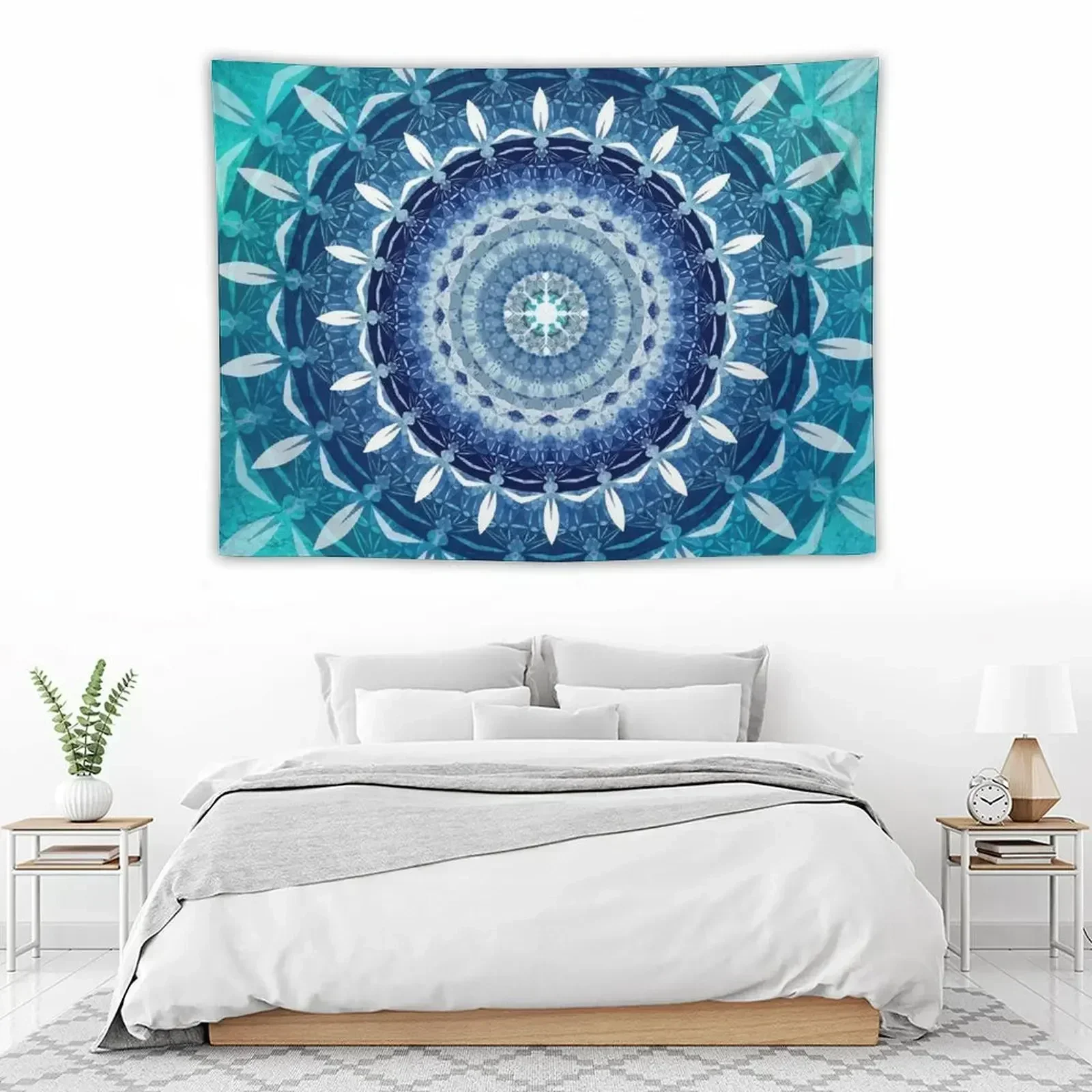 Mandala Blauw Zen/Yoga Meditatie Mandala Tapijt Slaapkamers Decoraties Behang Slaapkamer Aangepaste Slaapkamers Decor Tapijt