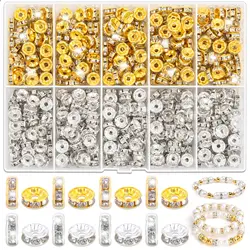 100pcs Rondelle Spacer Beads for Jewelry Making,Rhinestone Spacer Beads Crystal Bead Spacers for Bracelets,Focal Beads for Pens