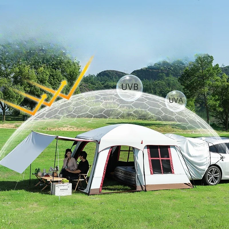 Tent outdoor car rear three rooms and one living room