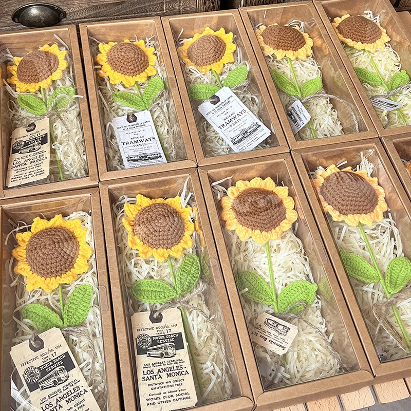 

1 Pc Creative Handmade DIY Wool Sunflower Hooked Finished Product Gift for Teachers, Friends, Patients with Gift Box