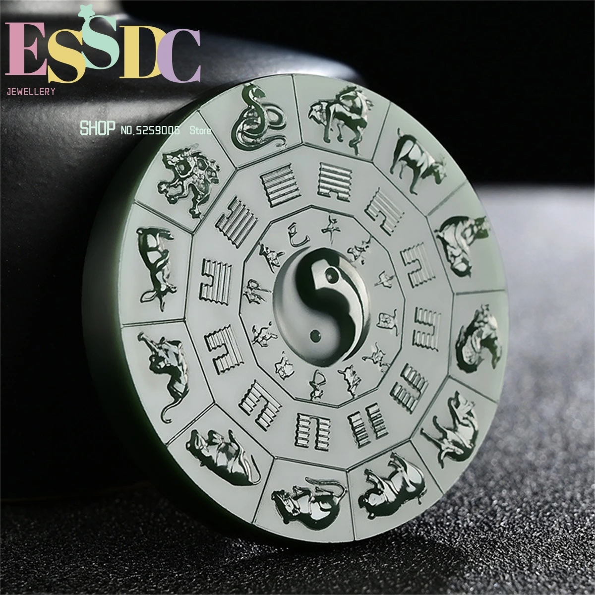 Natural 7a Hetian Green Jade Pendant Tai Chi Zodiac Hand Carved Pendants Necklace Brand Men Women Real Jade Jewelry Jadeite