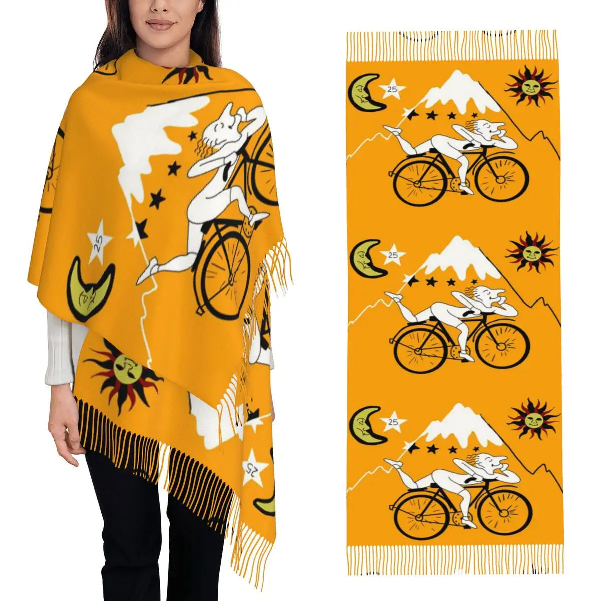 

Альберт Хоффман 1943 Blotter Lsd Acid Blotter Party Шарф Шарфы с кисточками Женские теплые шали и накидки Длинная осенне-зимняя шаль