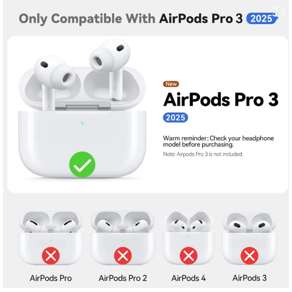 for AirPods Pro 3 Case 2025 with Cleaner Kit,Soft Silicone Protective Cases for Apple AirPods Pro 3rd Generation Case for Women